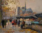 Book Sellers Along the Seine - 爱德华·科尔特斯